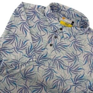 Nicklaus Mens XL Eco Choice Golf Polo Shirt Tropical Leaf Print Button Up Tech